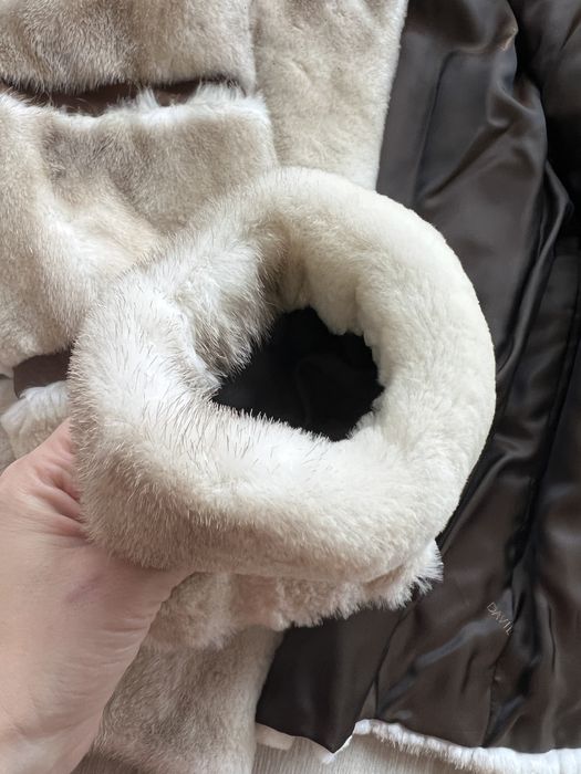 Норковая короткая шуба с вставками из замша