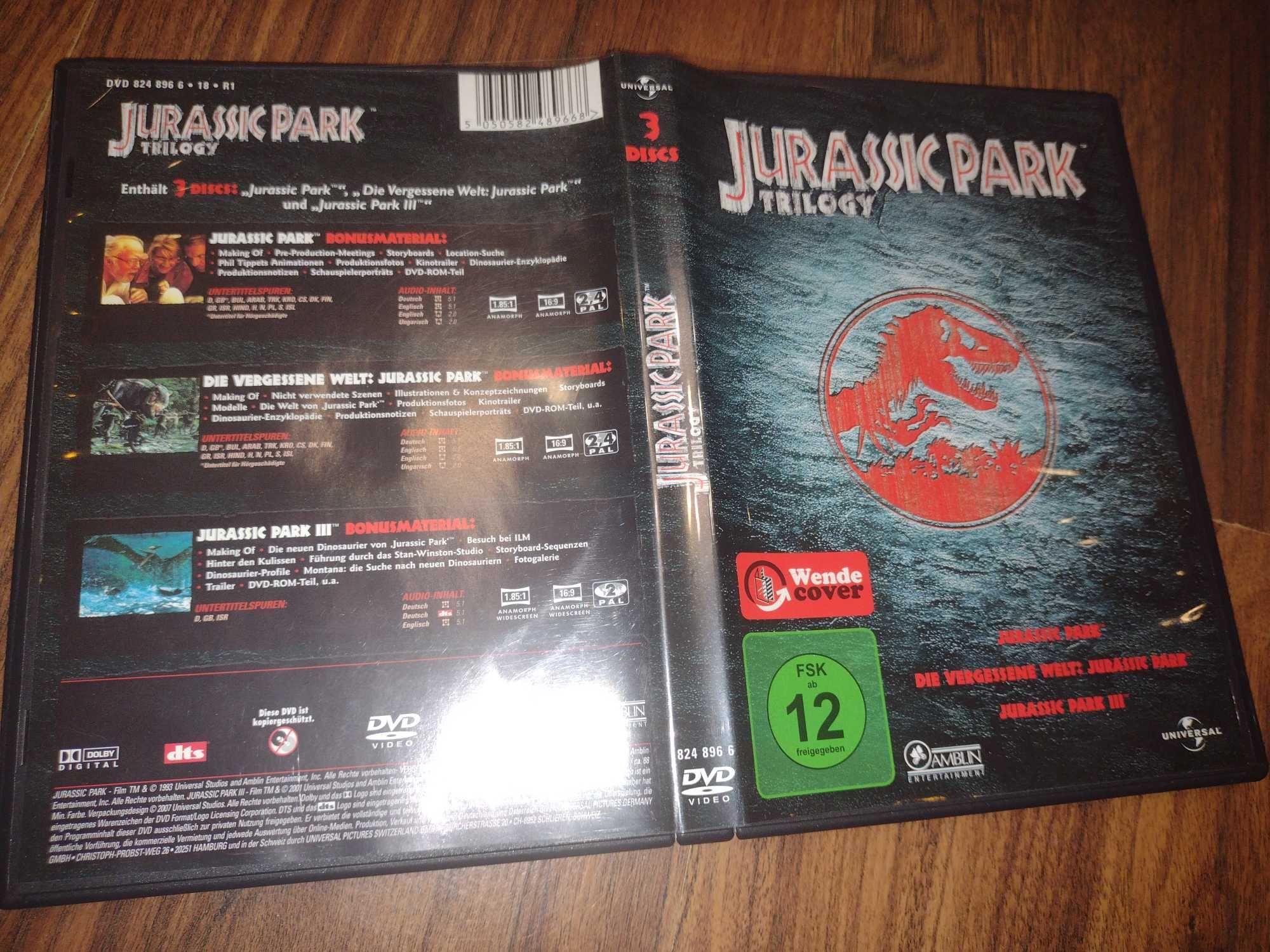Park Jurajski 1 - 3  Jurassic Park 3 x DVD,