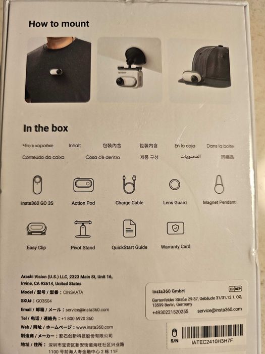 Insta360 GO 3S 128 GB 3 Anos de Garantia Edição Standard (Selado)