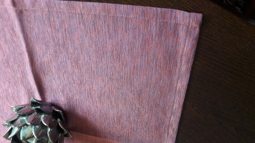 Serweta różowa z niebieskim 59 x 59 serwetka 27 x 41 bieżnik prążki