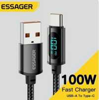 USB кабель Essager 100W 7А 2М display Type-C OnePlus 100Вт