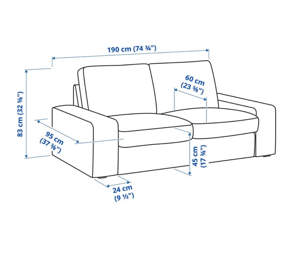 Sofa 2 lugares + repousa pés + capas sofá e puff Kivik