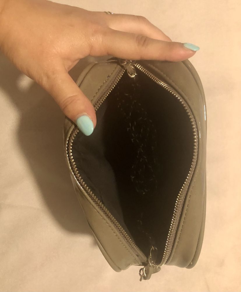 Bolsa mala tiracolo mango castanho cinza verniz clutch