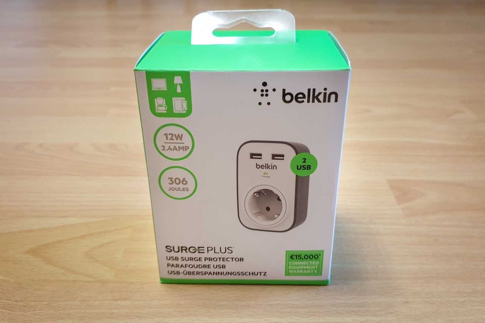 Мережевий фільтр Belkin c захистом від перенапруги, 1 роз., 2xUSB