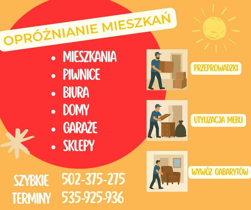 Tanio Przeprowadzka-Transport-Sprzątanie Mieszkań i Piwnic