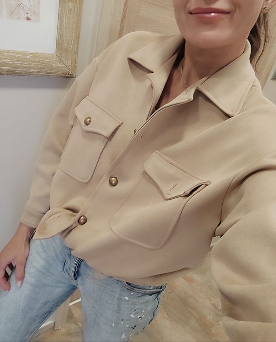 Bluza koszula welur oversize 60cm