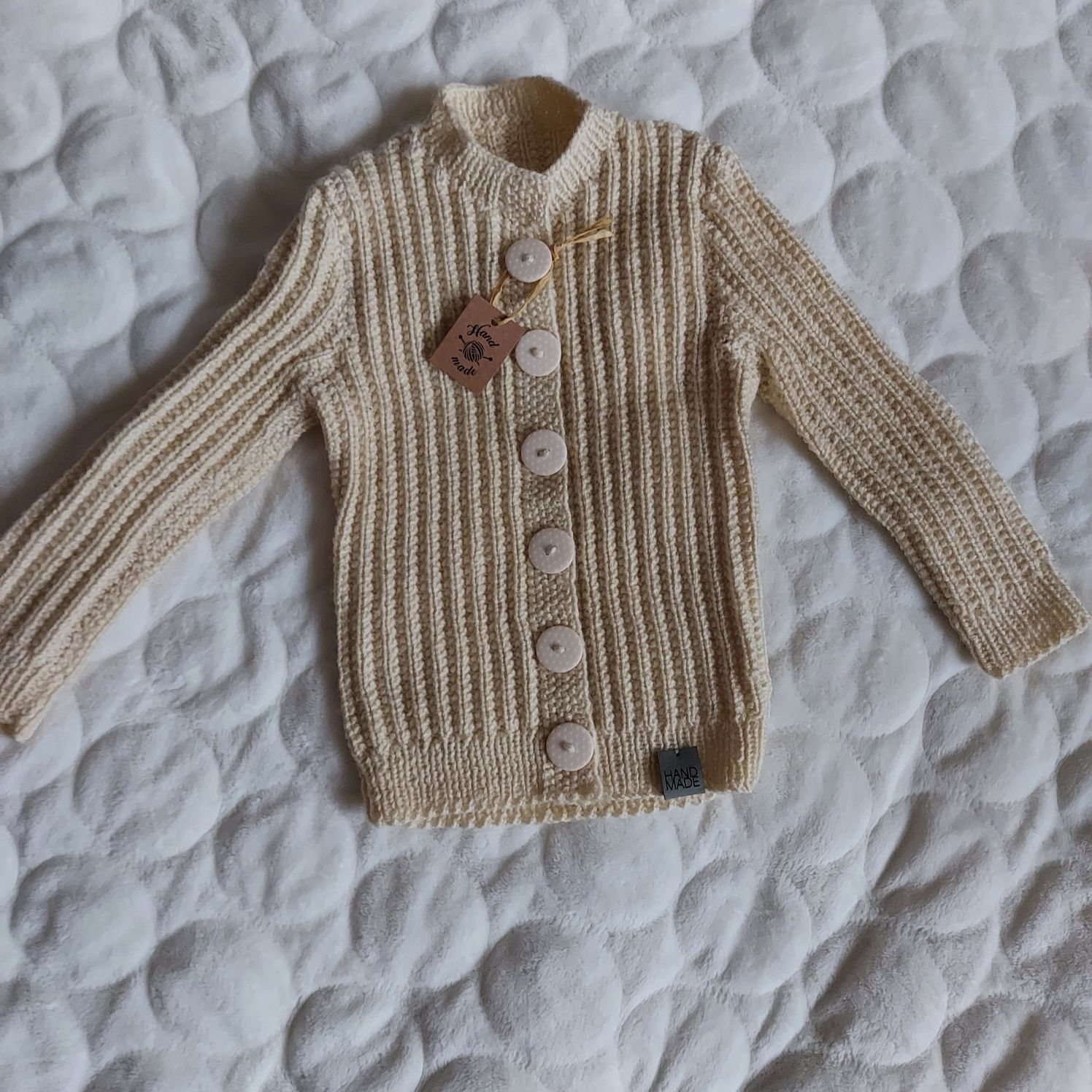 Brazowy sweterek Handmade 68-74