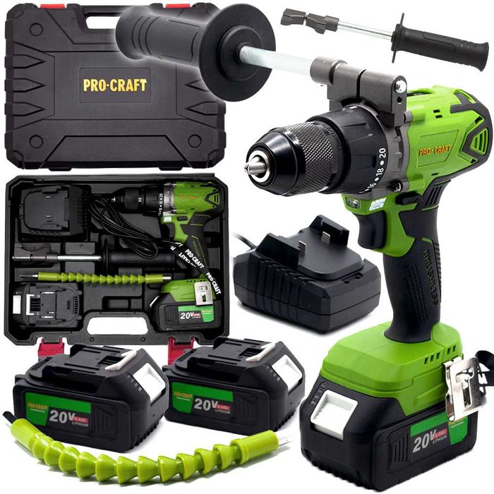 Wiertarko-wkrętarka akumulatorowa PROCRAFT 2x 4ah Bezszczotkowa UDAR