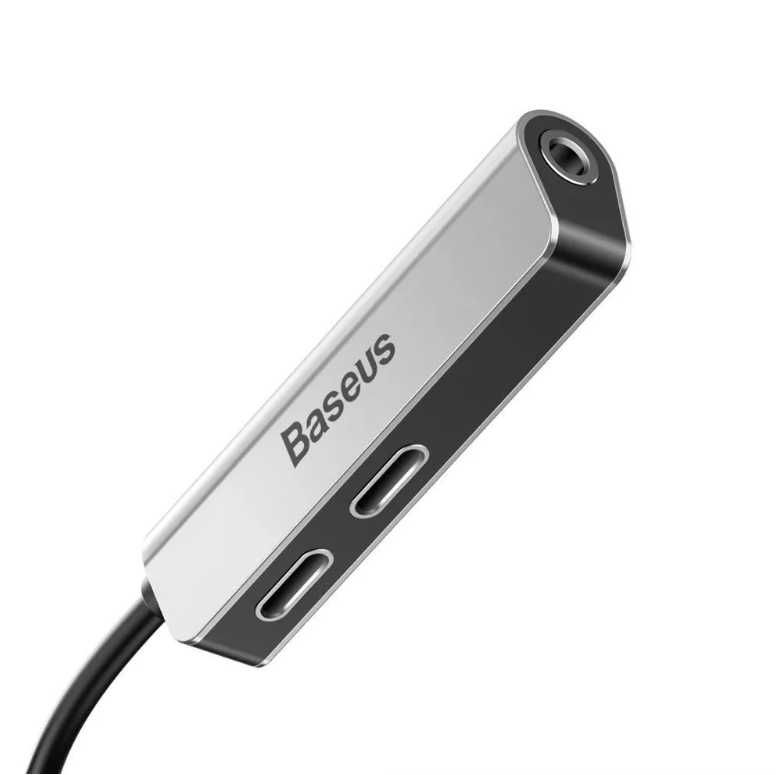 Перехідник Baseus 3-in-1 Lightning to Dual Lightning & 3.5 mm Female