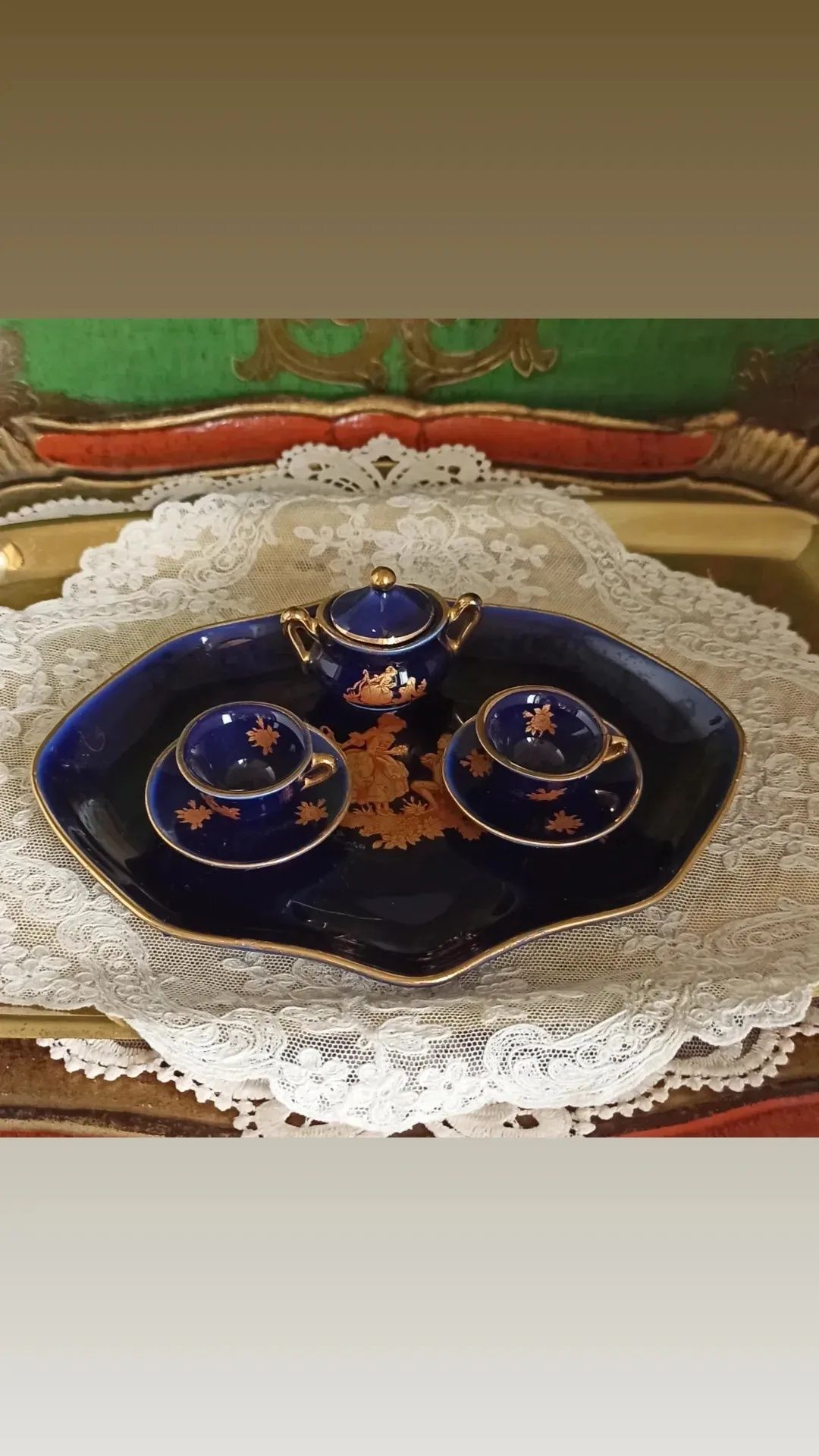Миниатюры Лимож винтаж Limoges башмачок чайничек посуда для кукол