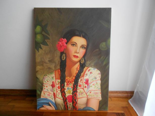 Mulher mexicana pintada a óleo