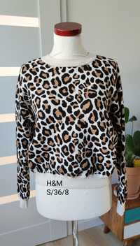 Sweter sweterek bluza leopard print bawełna H&M S/36/8