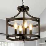 Lampa Wisząca 4-Świetlna, Czarna, Rustykalna, Regulowana Wysokość