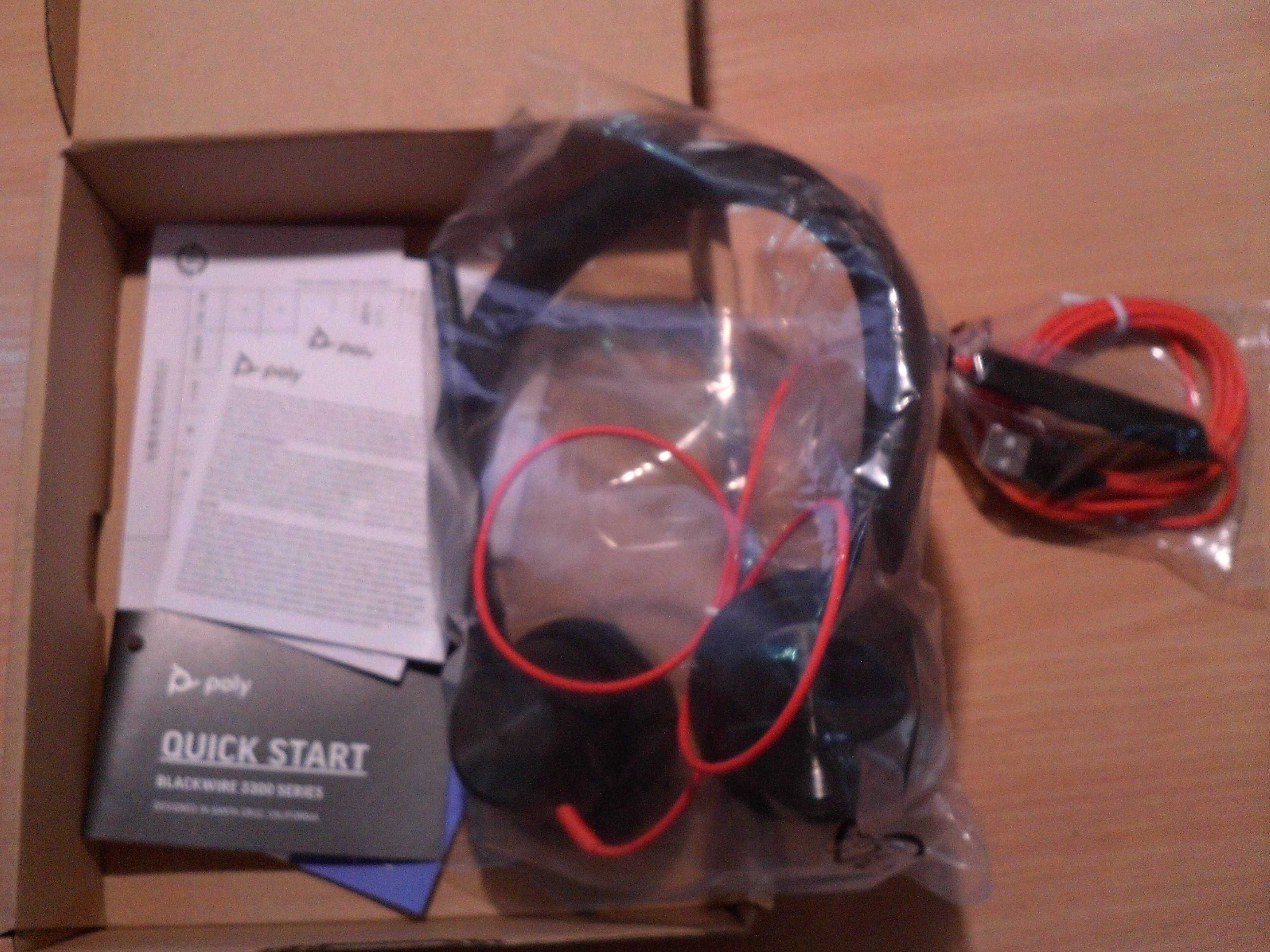 Słuchawki POLY BLACKWIRE 3320-M, na USB-A, nowe, fabrycznie zapakowane