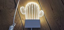 Lampka nad łóżko dziecka Kaktus led zimny biały