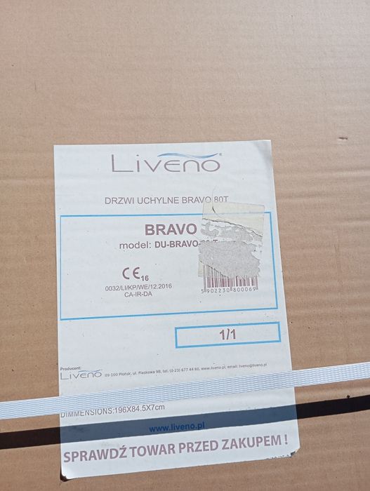 Drzwi łazienkowe uchylne Bravo 80T