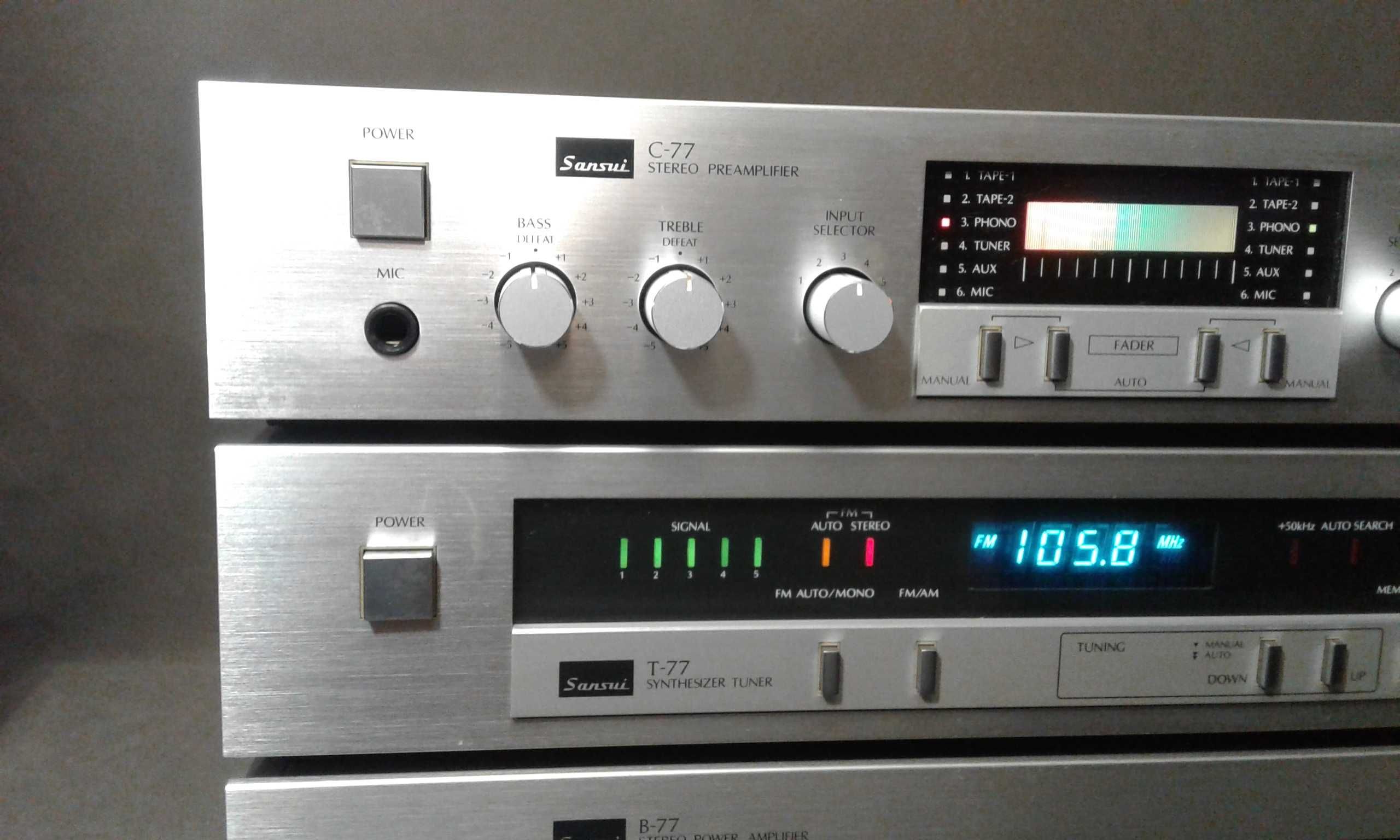 SANSUI B-77,C-77,T-77,zestaw stereo