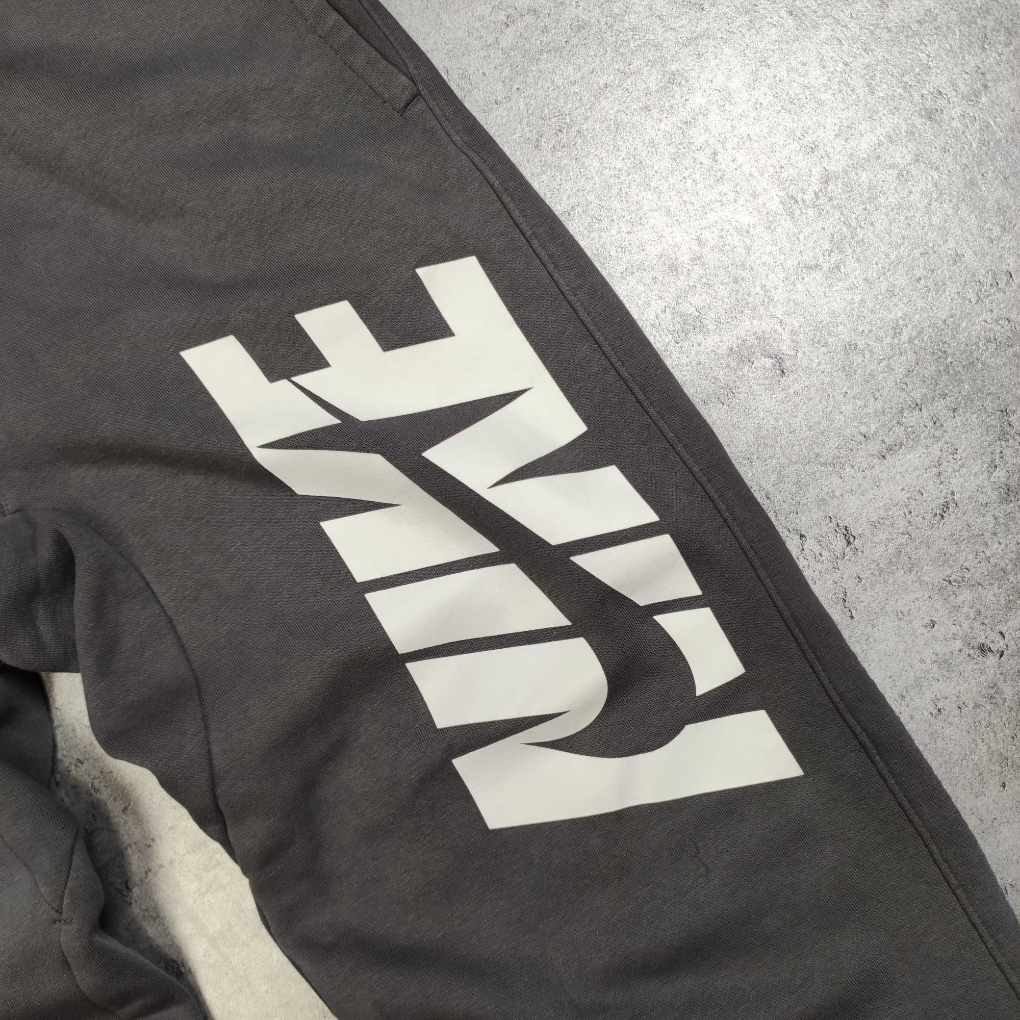 MĘSKIE Dresy Sportowe Szare Duże Logo Bawełna Nike Sport Spodnie Swosh