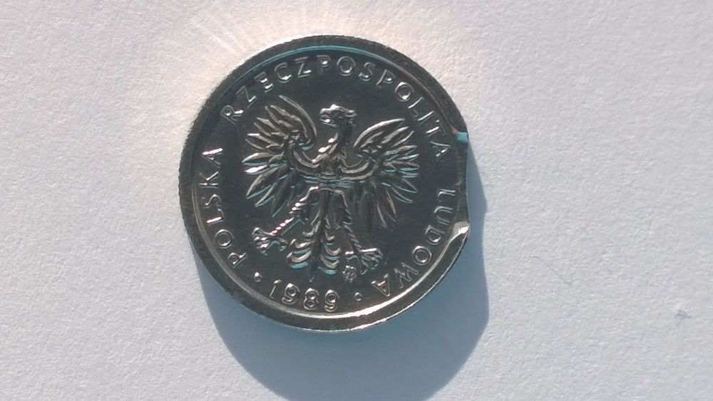 Destrukt monety o nominale 1 złoty, 1989 PRL