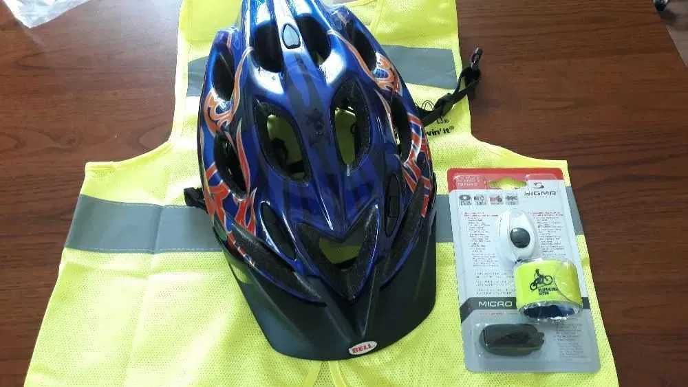 Kask Bell Strykere +kamizelka +pokrowiec +lampka +opaska