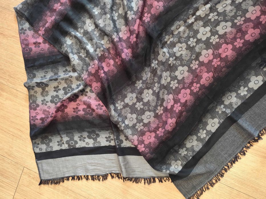 Długi szal w kwiaty Pashmina, kaszmirowy szalik, 70x180cm