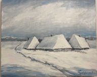 Obraz olejny zima 33x28cm