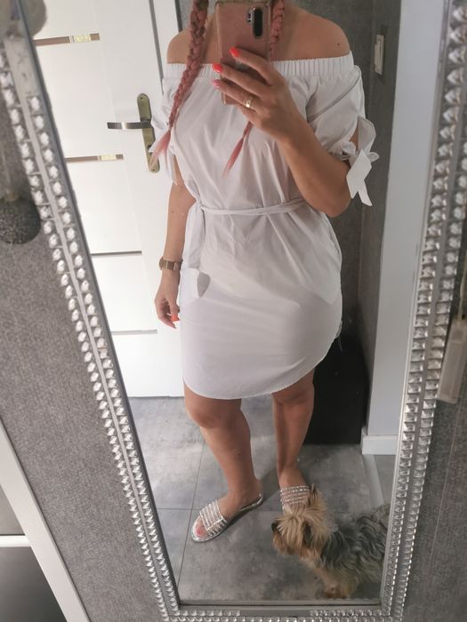 TUNIKA hiszpanka BIAŁA koszulowa NOWA r. M/L