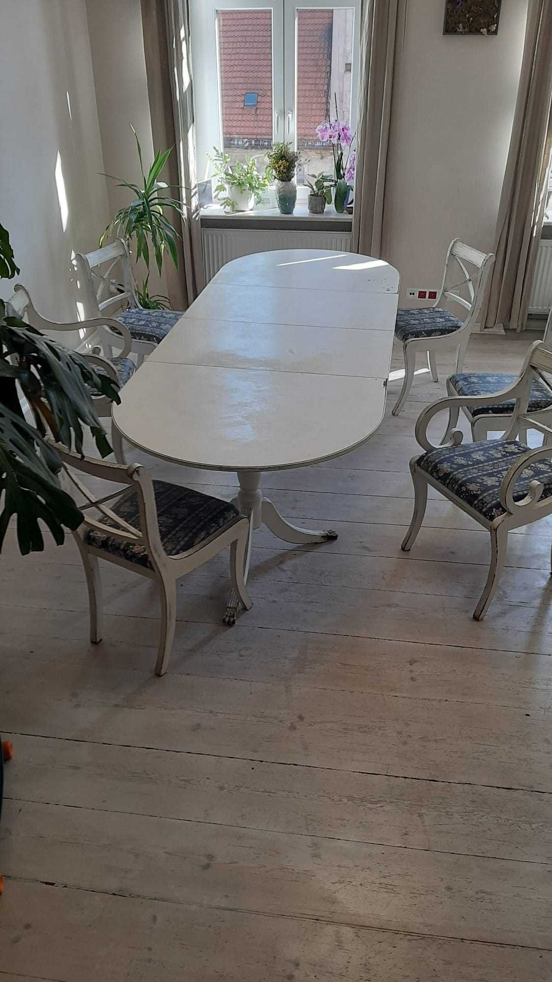 Vintage- STÓŁ rozkładany + KRZESŁA 6 szt.- Piękny duży - BOHO, Retro