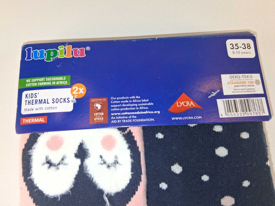 A290 Skarpetki Termiczne Dziecięce Lupilu Zestaw 2 Pary Wzory Roz35-38