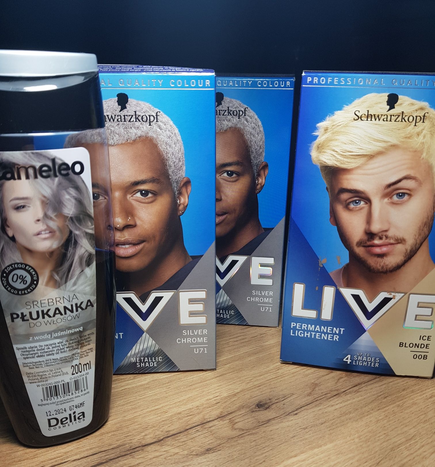 3× farba do włosów LIVE szara i blond + gratis płukanka ochładzająca