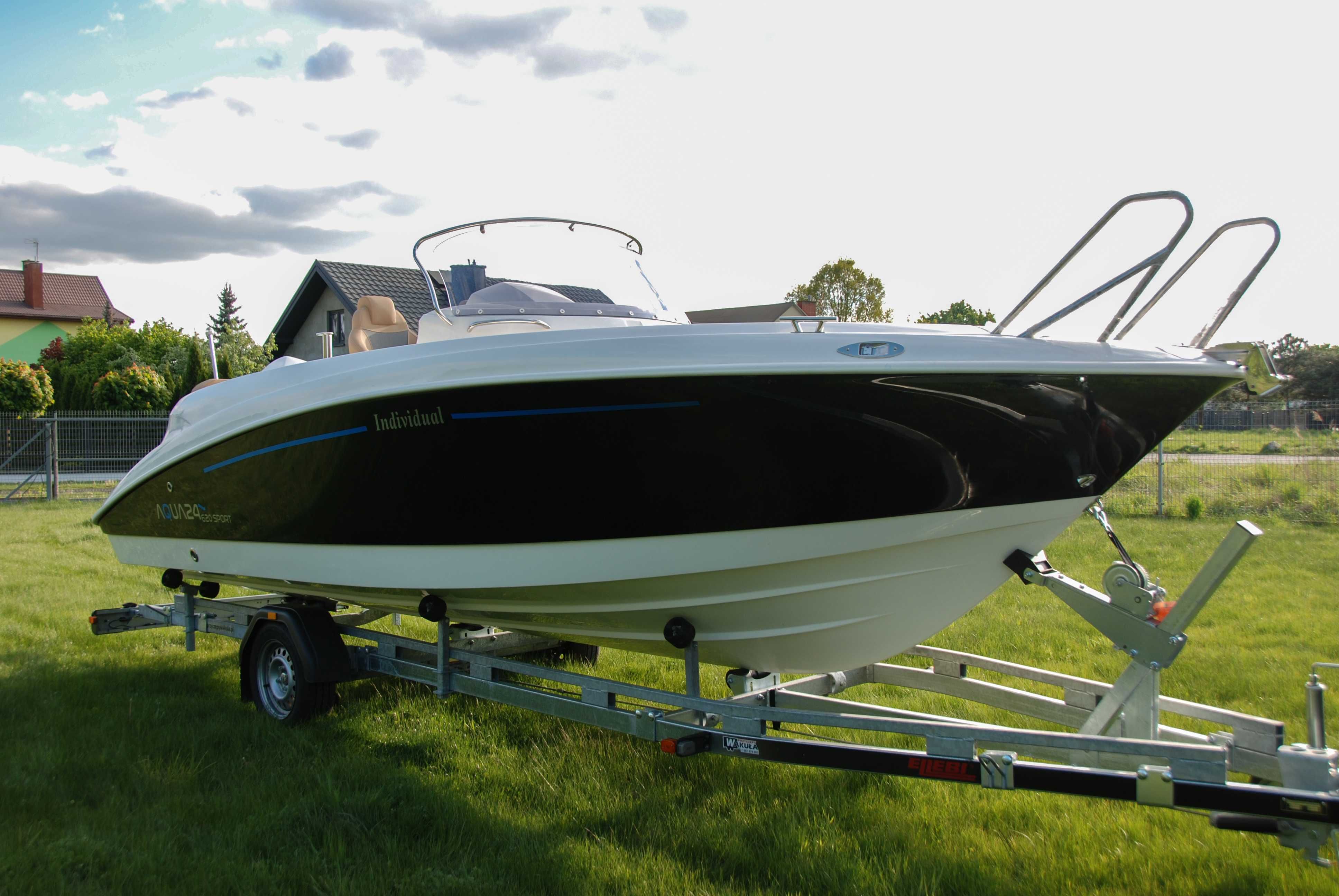 Łódź Motorowa AQUA24 620 SPORT Silnik Honda BF150 Motorówka Przyczepa