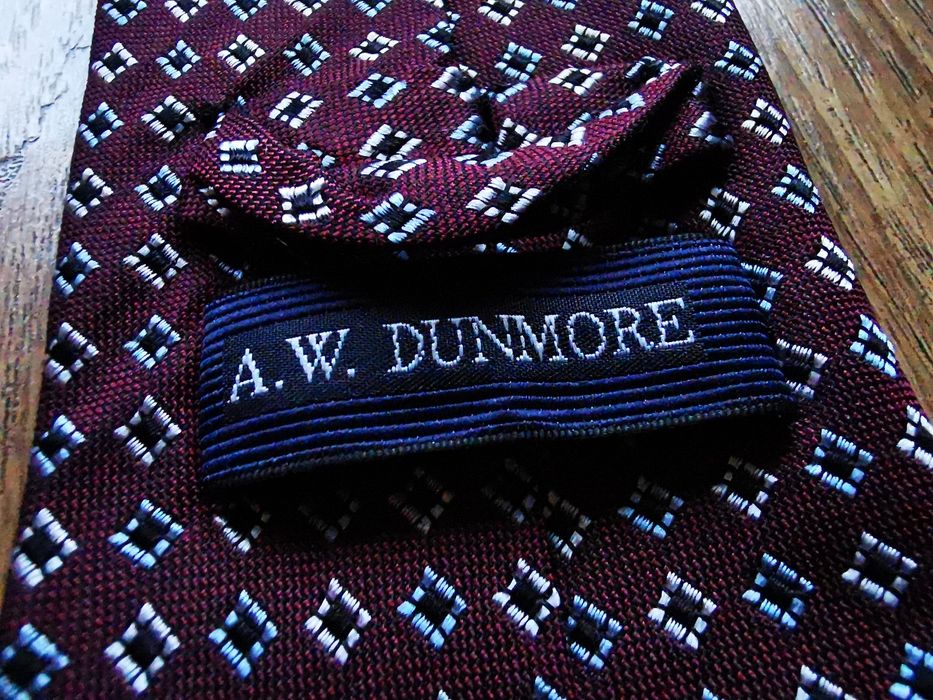 Krawat A.W. Dunmore 100% Jedwab Bordowy Wzór Nowy