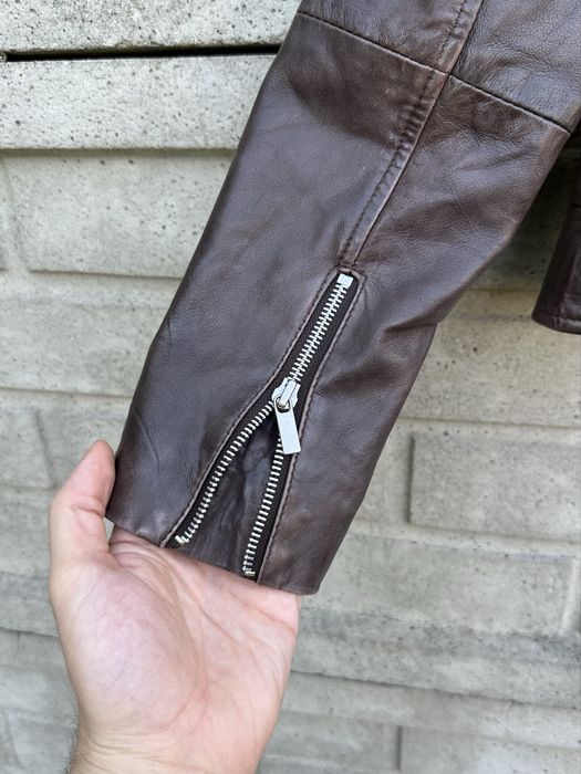 Brązowa skórzana kurtka, ramoneska Mango, 100% skóra owcza, rozmiar M