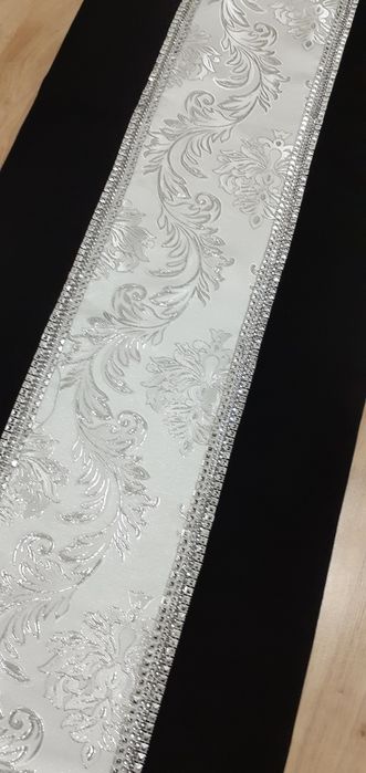 Firany zasłony czarne ze srebrnym ornamentem