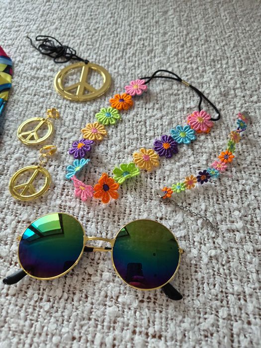 Kostium Przebranie Hipisa Strój Hipisowski Lata 70 60 Sukienka Roz XXL