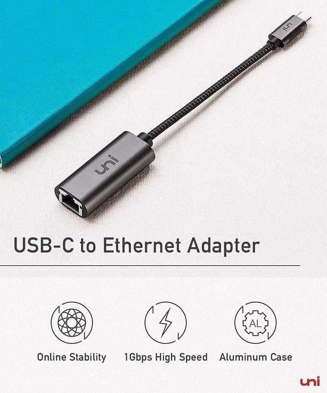 Adapter USB-C Ethernet Adapter UNI RJ45 do USB C LAN sieciowy