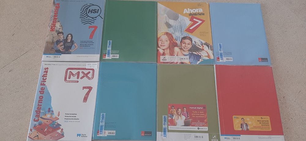 Cadernos de exercicios do sétimo ano