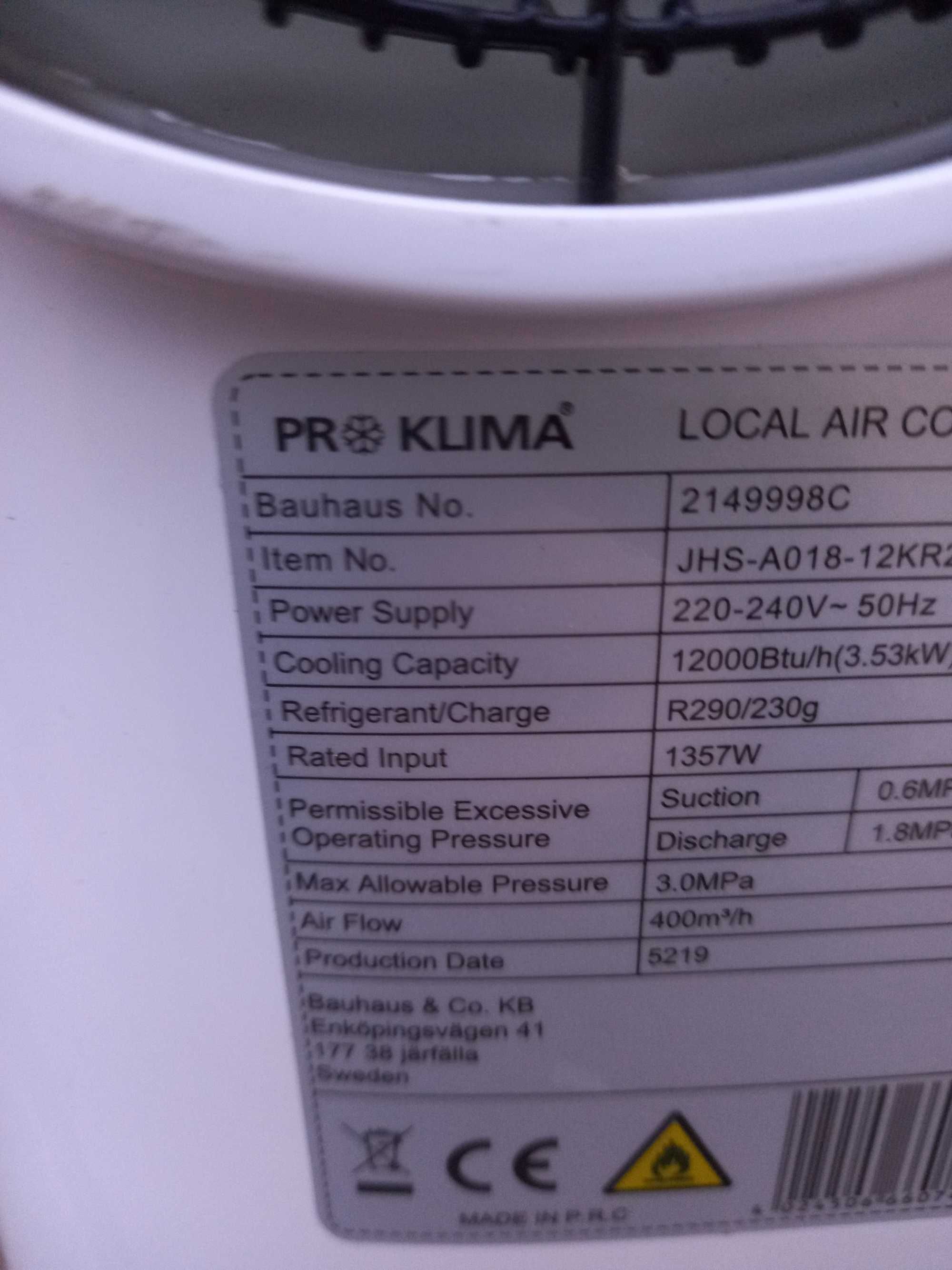 Klimatyzator PRO KLIMA 12000 Btu/h malo uzywany niecaly sezon