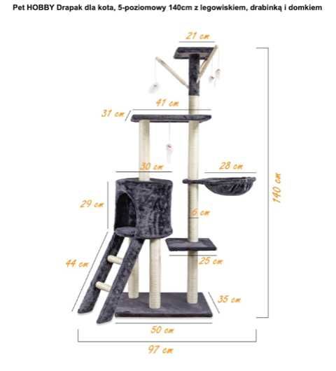 Drapak dla Kota Nowy,4 kolory,140cm Promocja !