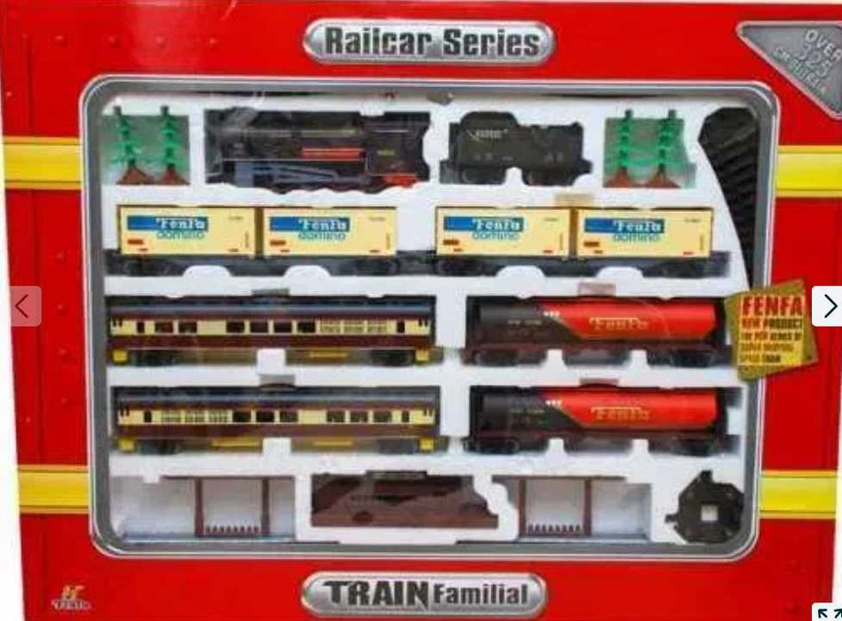 Kolejka ELEKTRYCZNA POCIĄG FENFA lokomotywa 10 metrów 7 wagonów nowa