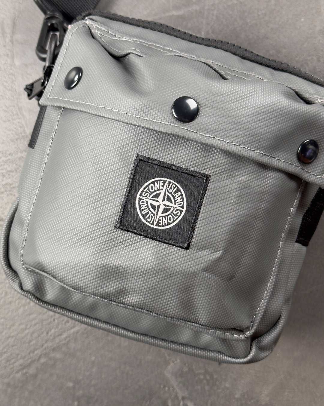 Сумка STONE ISLAND 90270 Mussola Gommata Canvas Print Belt Bag Grey