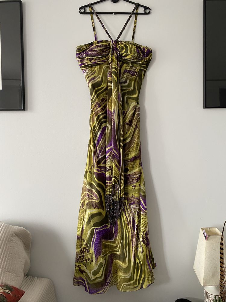 Suknia maxi jedwab silk Frank Usher rozm. 40/L