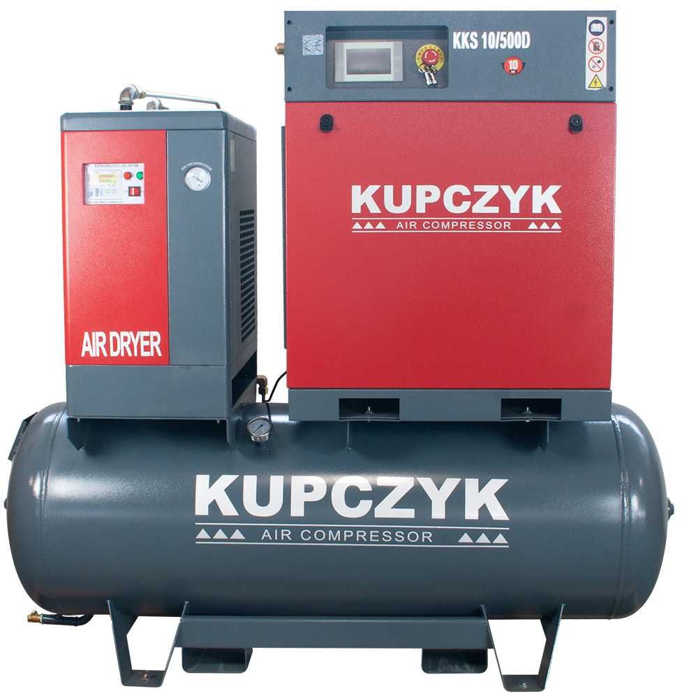 Kompresor Śrubowy 7,5KW 970L/min Zbiornik 500L Osuszacz Filtry Kupczyk