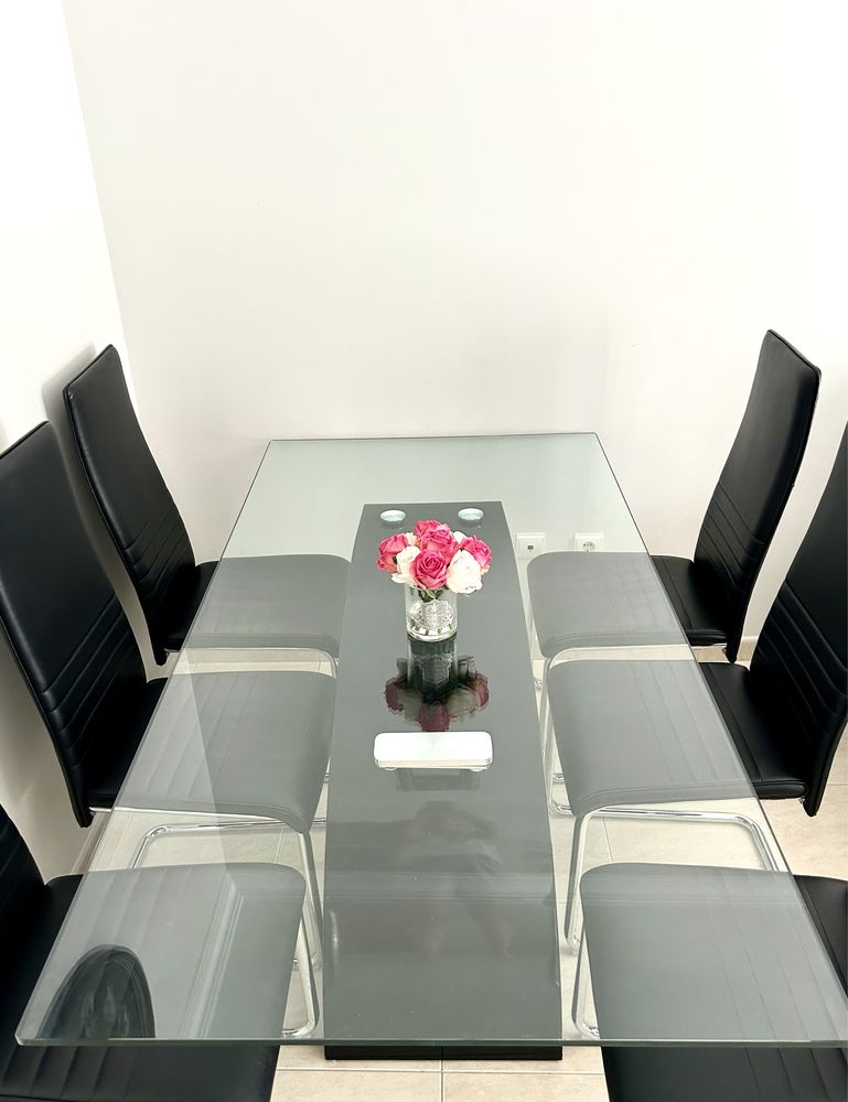 Mesa de Jantar Vidro - 180x90cm