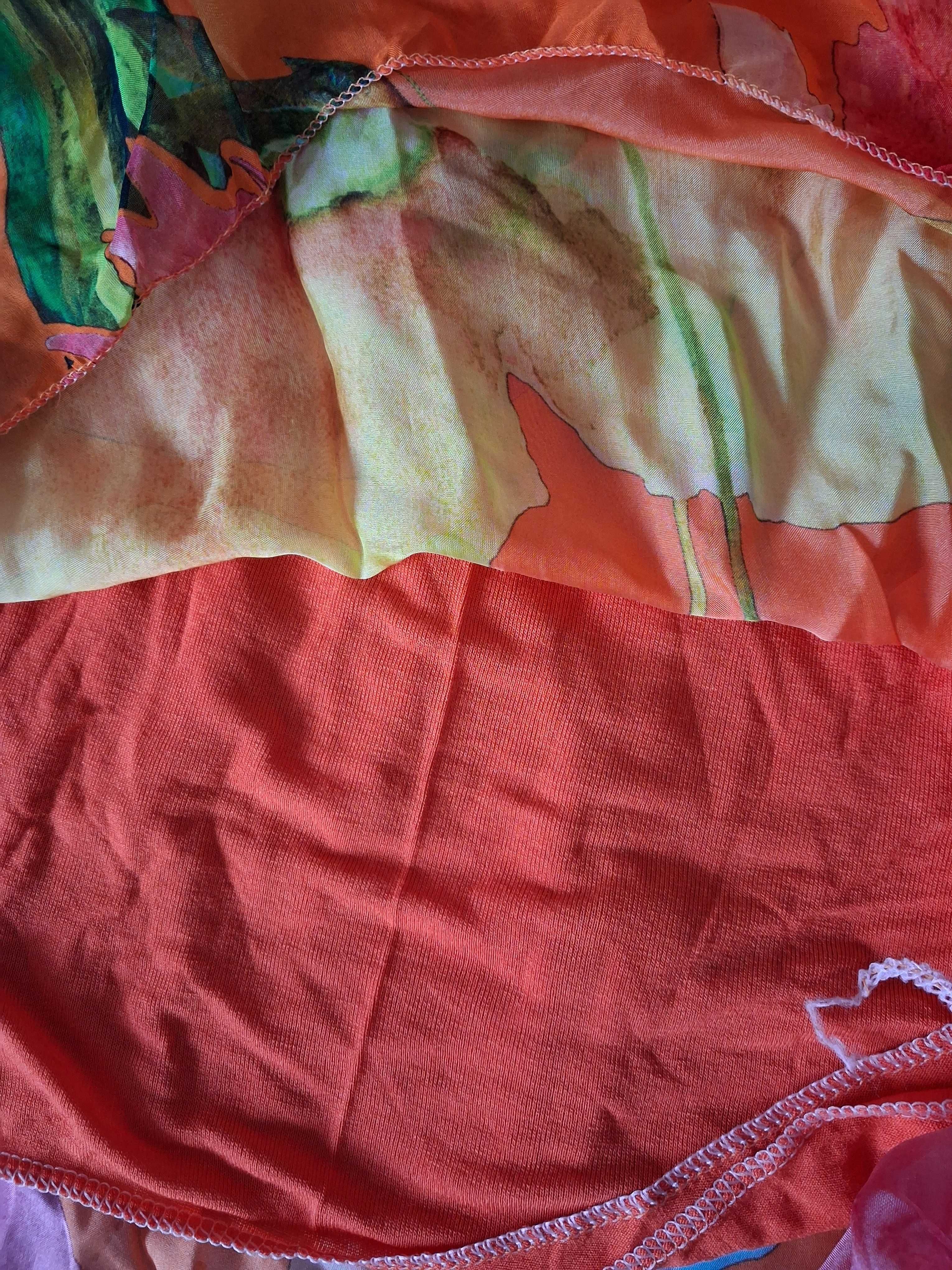 Jedwabna sukienka włoska, śliczne kolory, r. uniwersalny.