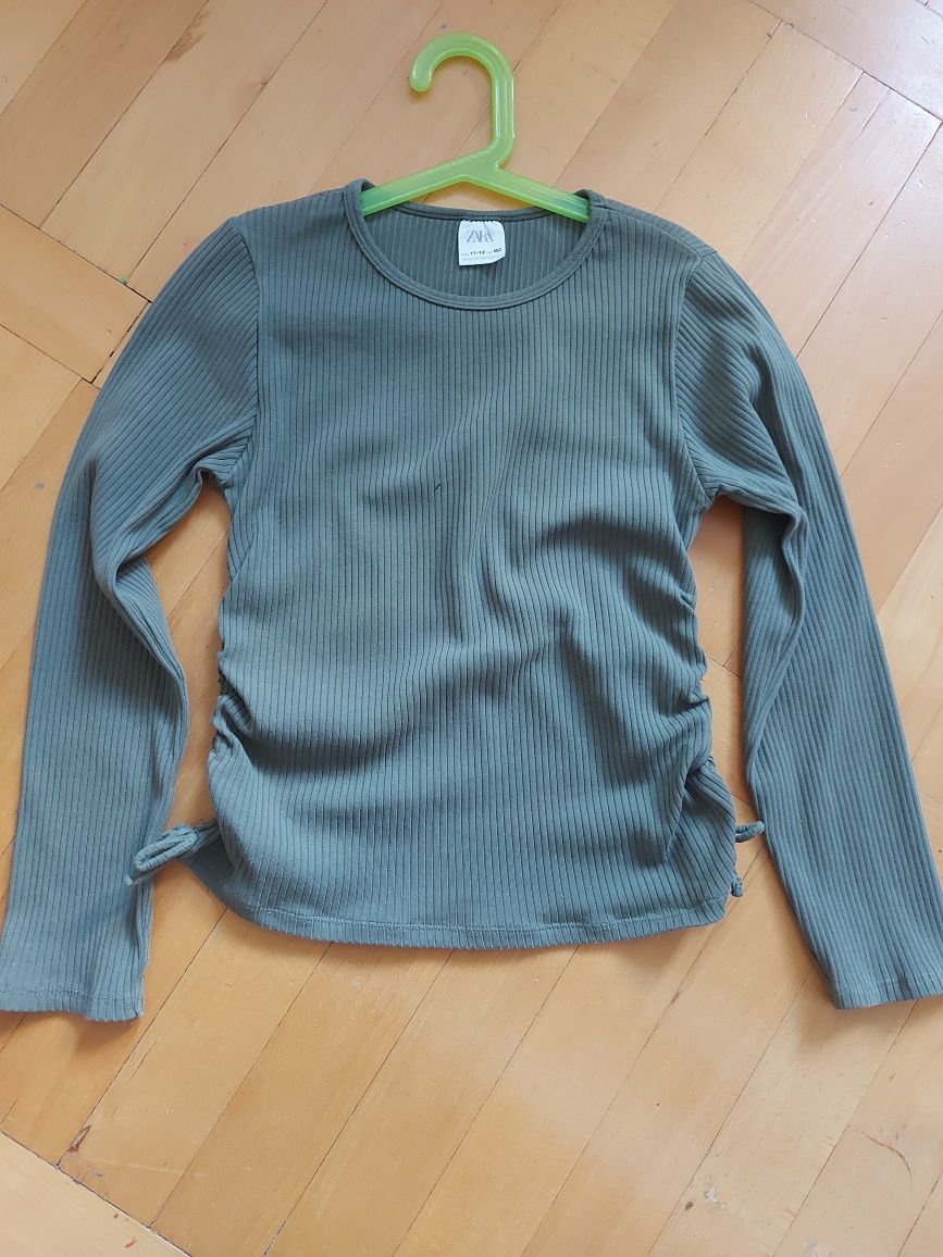 Zara koszulka khaki z prążkowanej tkaniny r. 152 wiek 11-12