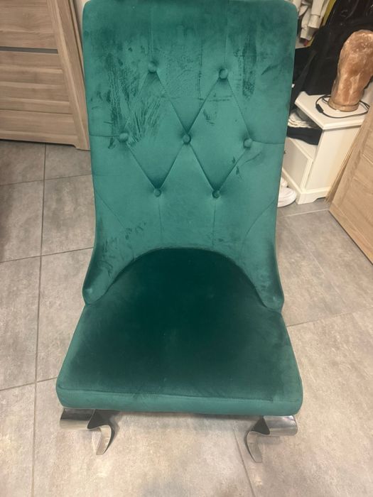Krzesła glamour zielone + stół