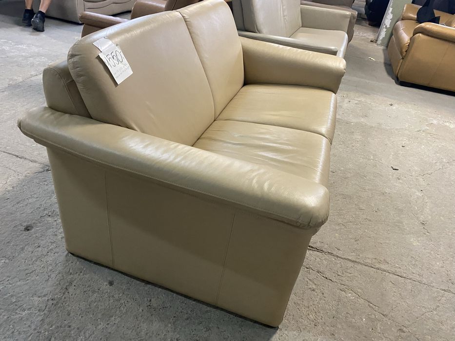 Sofa kanapa skórzana beżowa 2 osobowa skóra naturalna FV DOWÓZ