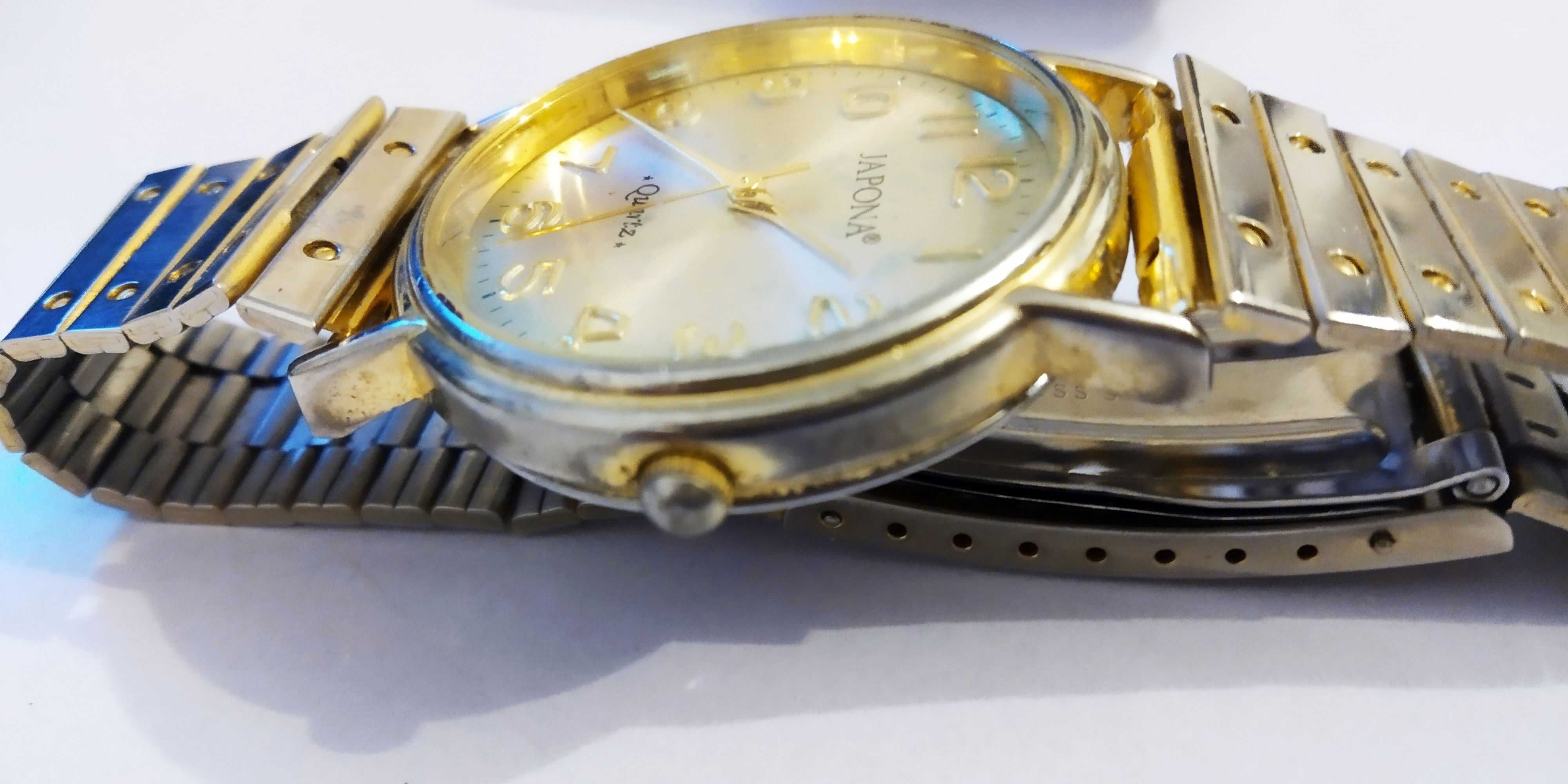 Zegarek męski Japona Quartz, złoty, elegancki