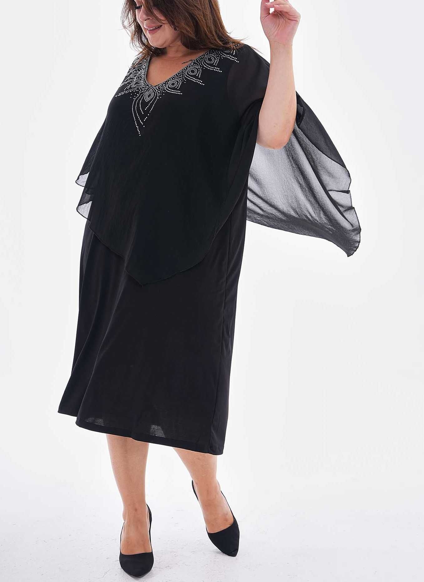 elegancka wizytowa zwiewna sukienka cekiny  plus size 3xl 4xl